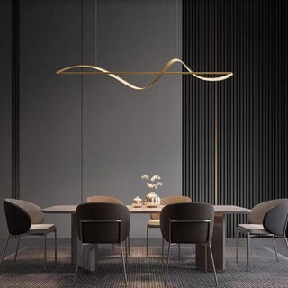 Arisha Modern LED Pendelleuchte Linear, Schwarz/Gold, Esstisch, Metall/Acryl-Purlicht