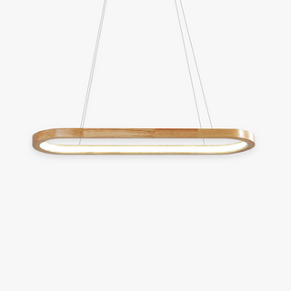 Muto Modern Pendelleuchte Oval Holzfarbig Schlafzimmer Holz/Acryl-Purlicht