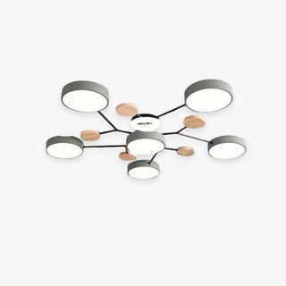 Muto Deckenleuchte Holz Modern Rund LED Weiß Schlaf/Wohnzimmer-Purlicht