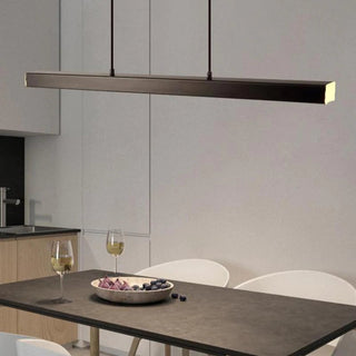 Arisha Moderne LED Pendelleuchte Linear Schwarz/Braun Esszimmer Metall-Purlicht