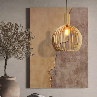 Muto Hölzerne Vogelkäfig-Lampe Pendelleuchte Holz Esszimmer-Purlicht