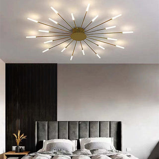 Arisha Industrial LED Deckenleuchte Schwarz/Gold Wohnzimmer Metall-Purlicht