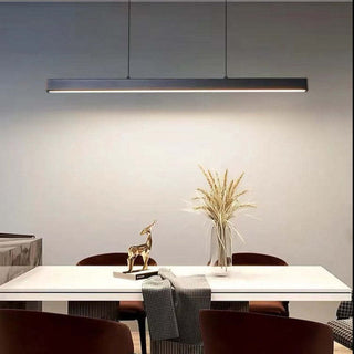Arisha Moderne LED Pendelleuchte Linear Schwarz/Braun Esszimmer Metall-Purlicht