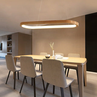 Muto Modern Pendelleuchte Oval Holzfarbig Schlafzimmer Holz/Acryl-Purlicht