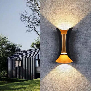 Ray Design Gebogene LED Außenwandleuchte Gold/Schwarz/Weiß Garten/Flur Metall-Purlicht