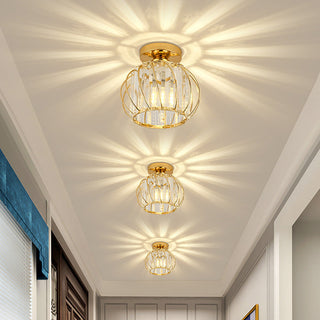 Arisha Modern Deckenleuchte Kugel, Schwarz/Gold, Flur, Kristall Metall-Purlicht