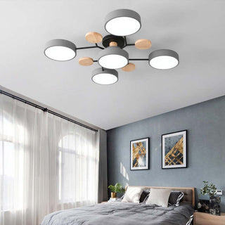Muto Deckenleuchte Holz Modern Rund LED Weiß Schlaf/Wohnzimmer-Purlicht