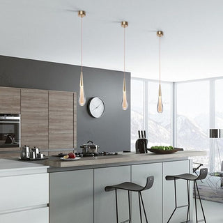 Kristy Pendelleuchte Tropfenform Gold Schlafzimmer Kristall/Metall 1/3/5-flammig-Purlicht