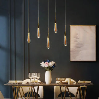 Kristy Pendelleuchte Tropfenform Gold Schlafzimmer Kristall/Metall 1/3/5-flammig-Purlicht