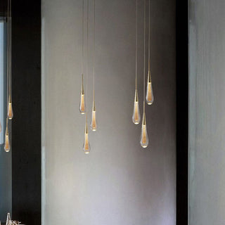 Kristy Pendelleuchte Tropfenform Gold Schlafzimmer Kristall/Metall 1/3/5-flammig-Purlicht