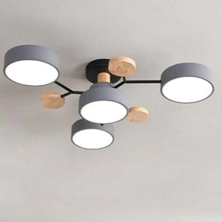 Muto Deckenleuchte Holz Modern Rund LED Weiß Schlaf/Wohnzimmer-Purlicht