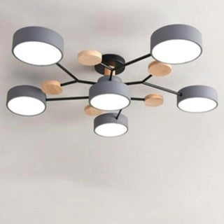 Muto Deckenleuchte Holz Modern Rund LED Weiß Schlaf/Wohnzimmer-Purlicht