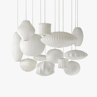 Ritta Modern LED Pendelleuchte Weiß Wohnzimmer/Esstisch Metall&Stoff-Purlicht