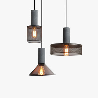 Arisha LED Design Pendelleuchte Wohnzimmer Industrial, Schwarz, Cement Metall-Purlicht