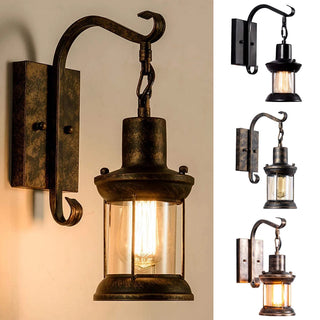 Silva Industrielle Retro Wandleuchte Schwarz/Bronze Innen Metall/Glas-Purlicht