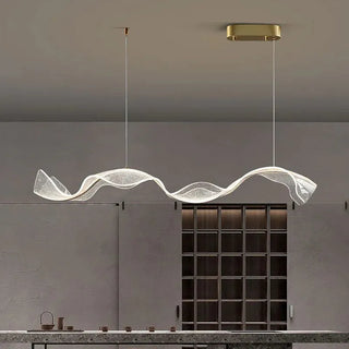 Kristy Pendelleuchte Designer Wave Acrylic, Weiß/Gold, Esszimmer-Purlicht