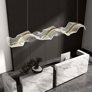 Kristy Pendelleuchte Designer Wave Acrylic, Weiß/Gold, Esszimmer-Purlicht