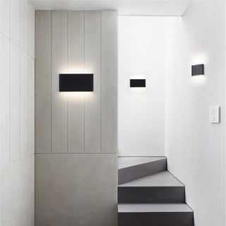 Ray Modern Wasserdichte LED Wandleuchte Rechteckig Innen/Außen Weiß/Schwarz Metall-Purlicht