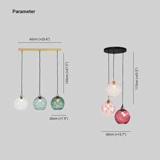 Aria Pendelleuchte Buntem Glas Kugel Schlafzimmer /Wohnzimmer 3 flamming-Purlicht