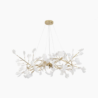 Olivia Modern Kronleuchter Blumen Gold/Weiß Wohnzimmer Metall/Keramik-Purlicht