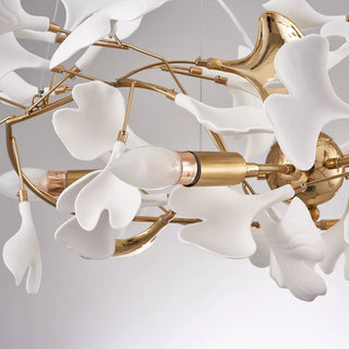 Olivia Modern Kronleuchter Blumen Gold/Weiß Wohnzimmer Metall/Keramik-Purlicht