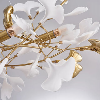 Olivia Modern Kronleuchter Blumen Gold/Weiß Wohnzimmer Metall/Keramik-Purlicht