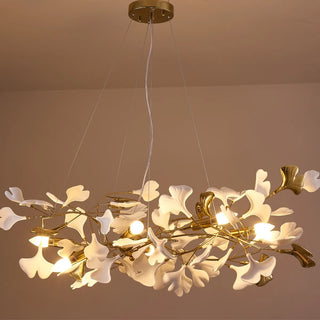 Olivia Modern Kronleuchter Blumen Gold/Weiß Wohnzimmer Metall/Keramik-Purlicht