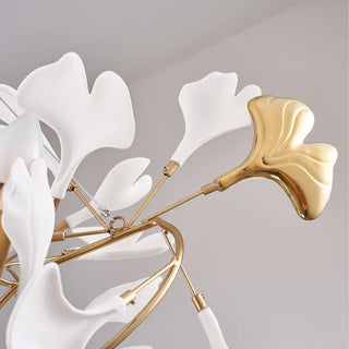 Olivia Modern Kronleuchter Blumen Gold/Weiß Wohnzimmer Metall/Keramik-Purlicht
