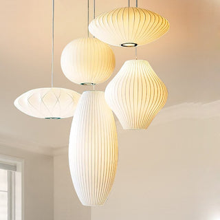 Ritta Modern LED Pendelleuchte Weiß Wohnzimmer/Esstisch Metall&Stoff-Purlicht