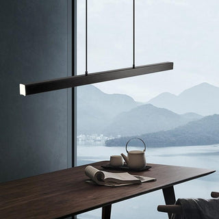 Arisha Moderne LED Pendelleuchte Linear Schwarz/Braun Esszimmer Metall-Purlicht