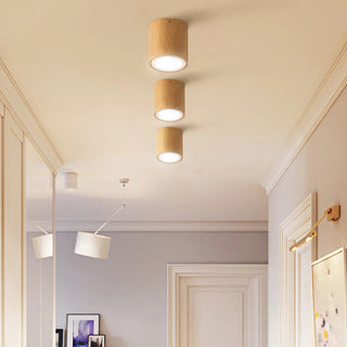 Muto LED Deckenleuchte Zylinder, Flur/Küche, Holz Acryl-Purlicht