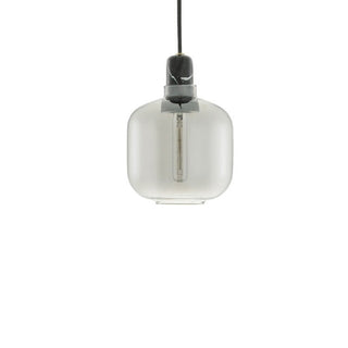 Valentina Designer Zylinder LED Pendelleuchte Bernstein/Rauchgrau Wohnzimmer Marmor/Glas-Purlicht