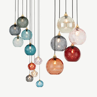 Aria Pendelleuchte Buntem Glas Kugel Schlafzimmer /Wohnzimmer 3 flamming-Purlicht