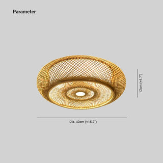 Ritta Vintage Zylinder LED Deckenleuchte Gold Wohnzimmer/Schlafzimmer Rattan-Purlicht