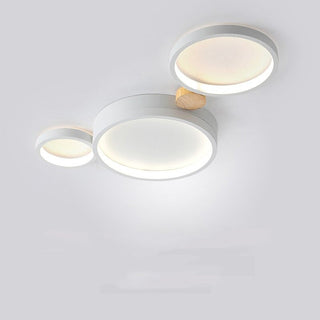 Muto Deckenleuchte Rund Modern LED Weiß/Grau/Grün, Wohnzimmer, Holz-Purlicht