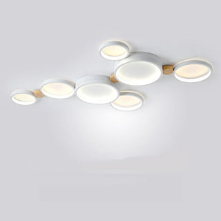 Muto Deckenleuchte Rund Modern LED Weiß/Grau/Grün, Wohnzimmer, Holz-Purlicht