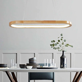Muto Modern Pendelleuchte Oval Holzfarbig Schlafzimmer Holz/Acryl-Purlicht