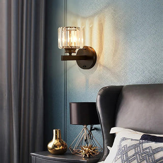 Kristy Modern LED Wandleuchte Innen Schwarz Schlafzimmer Kristall/Metall-Purlicht