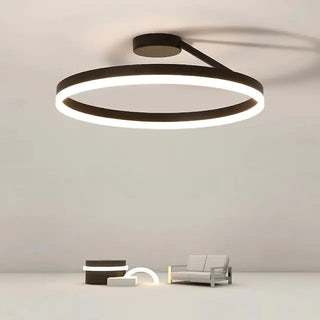 Arisha Deckenleuchte Ring Modern LED Schwarz/Weiß Wohnzimmer Flur Metall-Purlicht