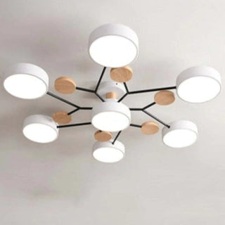 Muto Deckenleuchte Holz Modern Rund LED Weiß Schlaf/Wohnzimmer-Purlicht