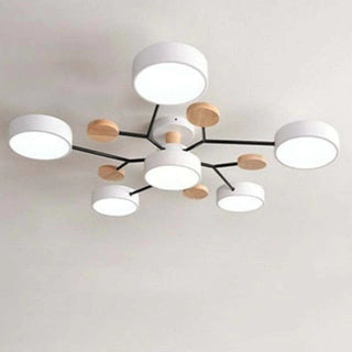 Muto Deckenleuchte Holz Modern Rund LED Weiß Schlaf/Wohnzimmer-Purlicht