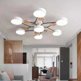 Muto Deckenleuchte Holz Modern Rund LED Weiß Schlaf/Wohnzimmer-Purlicht