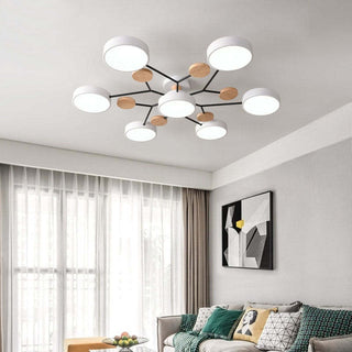 Muto Deckenleuchte Holz Modern Rund LED Weiß Schlaf/Wohnzimmer-Purlicht