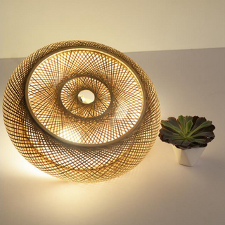 Ritta Vintage Zylinder LED Deckenleuchte Gold Wohnzimmer/Schlafzimmer Rattan-Purlicht