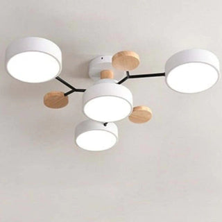 Muto Deckenleuchte Holz Modern Rund LED Weiß Schlaf/Wohnzimmer-Purlicht